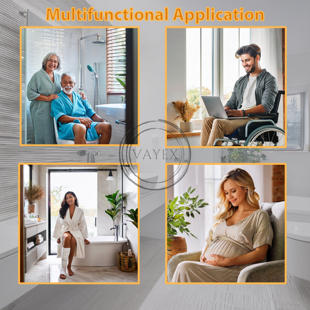 Shower Chair for Seniors & Disabled, Heavy Duty Bath Seat with Removable Back, Adjustable Height, Non-Slip Aluminum Stool