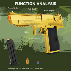 Toy Gun for Kids, Foam Blaster with 32Pcs Jump Ejecting Mag, 40 EVA Darts, 2 Magazines, Safe Soft Bullet Toy Gun for Boys and Girls, Indoor Outdoor Shooting Game, Easy Reload