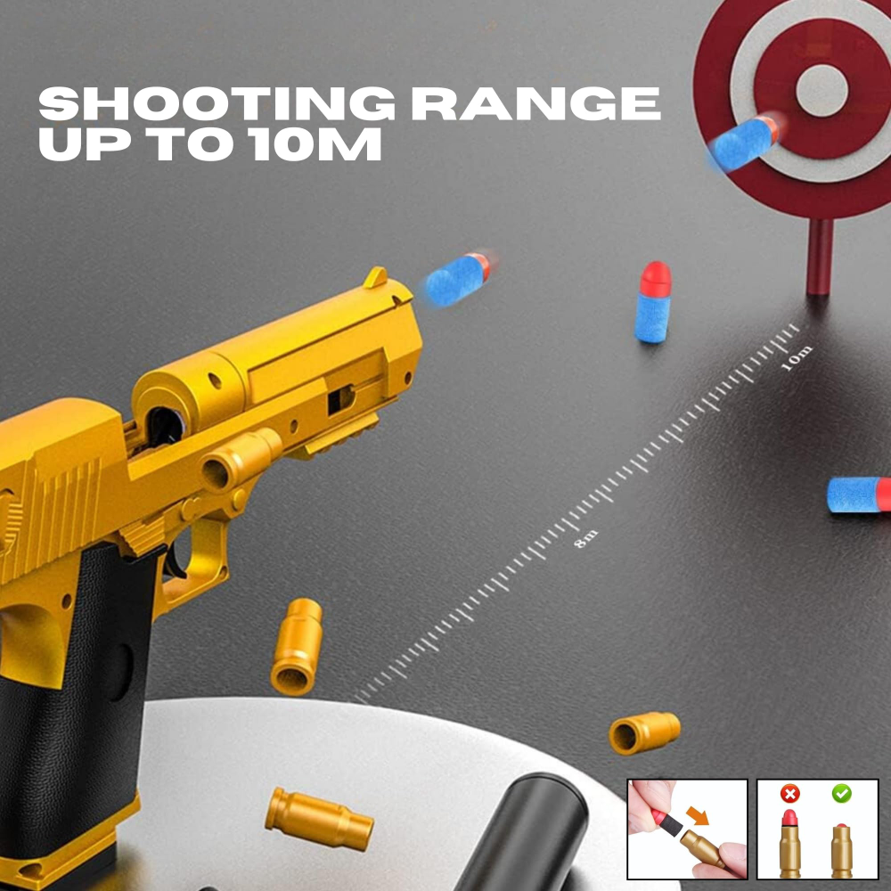 Toy Gun for Kids, Foam Blaster with 32Pcs Jump Ejecting Mag, 40 EVA Darts, 2 Magazines, Safe Soft Bullet Toy Gun for Boys and Girls, Indoor Outdoor Shooting Game, Easy Reload