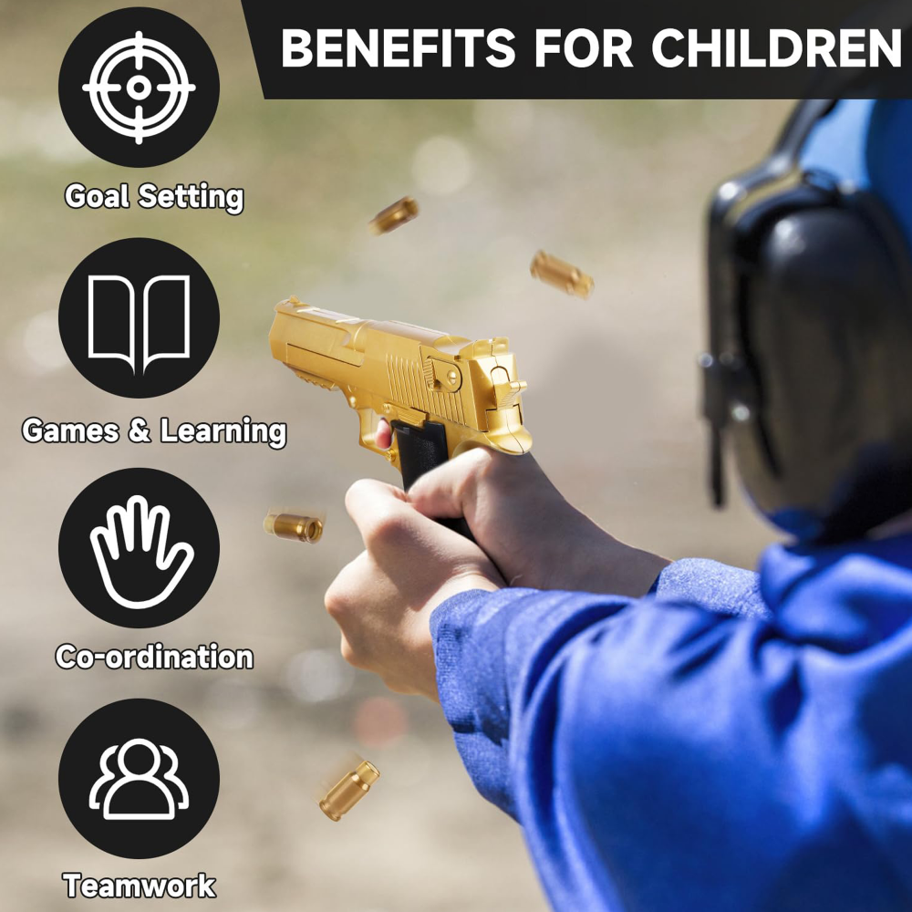 Toy Gun for Kids, Foam Blaster with 32Pcs Jump Ejecting Mag, 40 EVA Darts, 2 Magazines, Safe Soft Bullet Toy Gun for Boys and Girls, Indoor Outdoor Shooting Game, Easy Reload